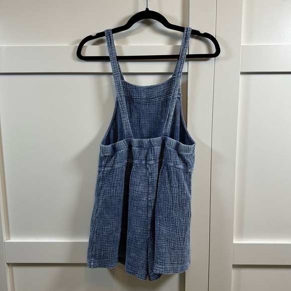 LaBiz Maronie Relaxed Gauze Blue Shortalls Jumper Romper Pockets Women’s XS - Picture 5 of 16